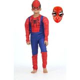Sedirli Spiderman Kostümü Kaslı Çocuk 2 Maskeli Örümcek Adam Kaslı Kostümü Maskeli Parti Kıyafeti - 3 - 4 Yaş - Renkli