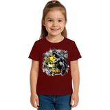 Sedirli Unisex Batman Baskılı Çocuk Tişört Pamuklu Penye Kumaş - Bordo - 9 - 10 Yaş