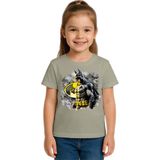 Sedirli Unisex Batman Baskılı Çocuk Tişört Pamuklu Penye Kumaş - Gri - 3 - 4 Yaş