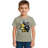Sedirli Unisex Batman Baskılı Çocuk Tişört Pamuklu Penye Kumaş - Gri - 7 - 8 Yaş