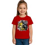 Sedirli Unisex Batman Baskılı Çocuk Tişört Pamuklu Penye Kumaş - Kırmızı - 7 - 8 Yaş