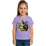 Sedirli Unisex Batman Baskılı Çocuk Tişört Pamuklu Penye Kumaş - Lila - 13 - 14 Yaş