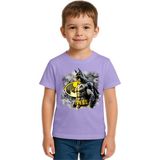 Sedirli Unisex Batman Baskılı Çocuk Tişört Pamuklu Penye Kumaş - Lila - 3 - 4 Yaş