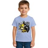 Sedirli Unisex Batman Baskılı Çocuk Tişört Pamuklu Penye Kumaş - Mavi - 13 - 14 Yaş