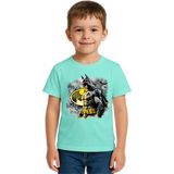 Sedirli Unisex Batman Baskılı Çocuk Tişört Pamuklu Penye Kumaş - Mint - 5 - 6 Yaş