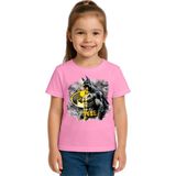 Sedirli Unisex Batman Baskılı Çocuk Tişört Pamuklu Penye Kumaş - Pembe - 5 - 6 Yaş