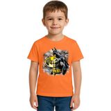 Sedirli Unisex Batman Baskılı Çocuk Tişört Pamuklu Penye Kumaş - Portakal - 7 - 8 Yaş