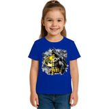 Sedirli Unisex Batman Baskılı Çocuk Tişört Pamuklu Penye Kumaş - Saks Mavi - 9 - 10 Yaş