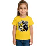Sedirli Unisex Batman Baskılı Çocuk Tişört Pamuklu Penye Kumaş - Sarı - 5 - 6 Yaş