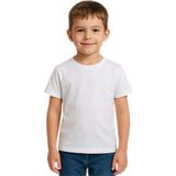 Sedirli Unisex Düz Renkli Çocuk Tişört Pamuklu Penye Kumaş - Beyaz - 7 - 8 Yaş