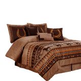 Sedona by Chezmoi Collection 7-parçalı Southwestern vahşi atlar, Microsuede nevresim takımı yün set, Kahverengi, Queen