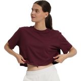 Sedona Cropped Kadın Bordo Günlük Stil T-Shirt 25KK1034-BRD - M