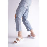 sedora shoes Beyaz Kadın Terlik 4 Cm Dolgu Topuk