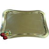 Sedosh Home Vision Gold Renkli Kiraz Kabartmalı Paslanmaz Çelik Sunum Tepsisi – 23X16,5 Cm, Şık Dekoratif Takı ve Çikolata Sunum Tepsisi