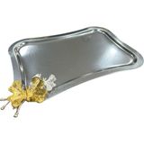 Sedosh Home Vision Paslanmaz Çelik Kelebek Desenli Sunum Tepsisi – 23X16,5 Cm, Dekoratif Söz Nişan Takı Çikolata Sunum Tepsisi