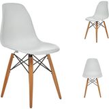 Seduna Beyaz Eames Sandalye - Natural Ahşap Ayaklı 2 Adet Modern Tasarım ve Rahat Oturum