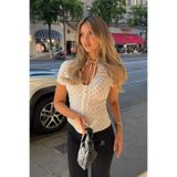 Seeh Beyaz Puantiyeli Bağcık Detaylı Poplin Gömlek SH391
