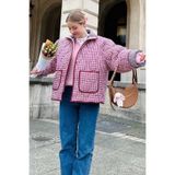 Seeh Kırmızı Pötikareli Kadın Mont SH312