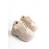 SEEM Gemma Platform Yüksek Taban Spor Ayakkabı Kadın Bej Sneaker