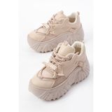 SEEM Gıanna Platform Yüksek Taban Spor Ayakkabı Kadın Bej Sneaker