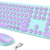 Seenda Kablosuz Klavye ve Mouse, USB ve Type-C - Mor/Yeşil