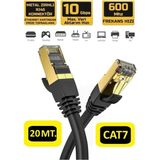 Seetech Cat 7 Ethernet Kablosu 20 Metre 10 Gigabit/s 600 Mhz Premium RJ45 Metal Zırhlı Konnektör