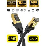 Seetech Cat 7 Ethernet Kablosu 3 Metre 10 Gigabit/s 600 Mhz Premium RJ45 Metal Zırhlı Konnektör