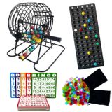 SEETOOOGAMES Deluxe Bingo Oyun Seti, 15,7 cm Metal Kafes, Çantalı 600 Bingo Çipi, Çantalı 75 Bingo Topu, 50 Bingo Kartı, Plastik Master Board