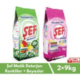 Şef Matik Toz Çamaşır Deterjanı 9 kg - 2 Li Paket (Renkliler + Beyazlar)