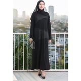 Sefa Merve Büyük Beden Kristal Penye Elbise 6253-01 Siyah - 44