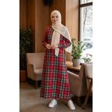 Sefa Merve Ekose Desenli Oduncu Kışlık Elbise 2508-05 Kırmızı - 42 - 44