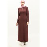 Sefa Merve Fermuarlı Elbise 2144-05 Mürdüm - 40