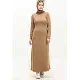 Sefa Merve Fermuarlı Elbise 2149-03 Vizon - Lacivert - 38