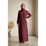 Sefa Merve Fırfır Detaylı Kolu Lastikli Tesettür Elbise 0560-02 Mor - 46