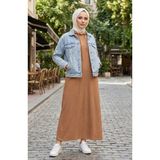 Sefa Merve Fitilli Düğmeli Tesettür Elbise 2231-01 Sütlü Kahve - 50 - 52