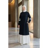 Sefa Merve Garnili Sportif Tesettür Elbise 71079-04 Lacivert - 46