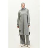Sefa Merve Iki Iplik Yırtmaçlı Spor Tunik Pantolon Ikili Takım 0002-01 Gri - 38 - 40