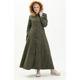 Sefa Merve Kapüşonlu Kaşe Kaban 712010-04 Haki Yeşil - 38