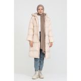 Sefa Merve Kapüşonlu Şişme Mont 7031-01 Krem - 40