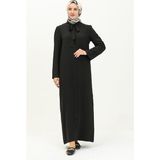Sefa Merve Kravat Yaka Düğmeli Elbise 5111-02 Siyah - 38
