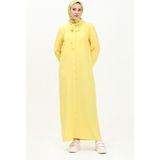 Sefa Merve Kravat Yaka Düğmeli Elbise 5111-04 Sarı - 38 - Sarı - Sarı