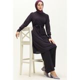 Sefa Merve Kuşaklı Tunik Pantolon Ikili Takım 0690-02 Mor - 46