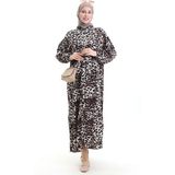 Sefa Merve Leopar Desenli Düğmeli Elbise 2071-02 Siyah Beyaz - 46 - 48