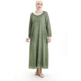 Sefa Merve Şile Bezi Otantik Elbise 4550-07 Çimen Yeşili