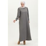 Sefa Merve Taş Baskılı Elbise 0406-03 Gri - 38 - 40