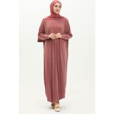 Sefa Merve Yarasa Kol Salaş Elbise 2000-18 Pudra - Standart - Taş
