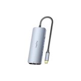 Sefa Ticaret 4K 60Hz HDMI Gigabit Ethernet 3*usb-A 2*type-C 3.5mm Aux Sd Micro Sd Kart Okuyucu Çevirici Çoklayıcı Hub