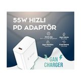 Sefa Ticaret 55W Ultra Hızlı Gan Power Teknolojili Pd Şarj Adaptörü | Telefon - Tablet - Bilgisayar Uyumlu - 00-Siyah - Beyaz