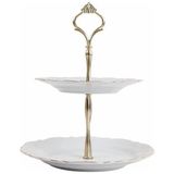 Sefa Ticaret Altın Yaldız 2 Katlı Kurabiye Tabağı 21CM - 0,60 x 19 x 29 cm