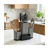 Sefa Ticaret Antrasit Bıçak Organizeri ve Mutfak Gereçleri Düzenleyici – Çok Bölmeli, Kaymaz Tabanlı, Geniş Kapasiteli Bıçaklık – Ahşap ve Metal Kaşık, Çırpıcı, Spatula Saklama Standı - 0,5 x 7 cm